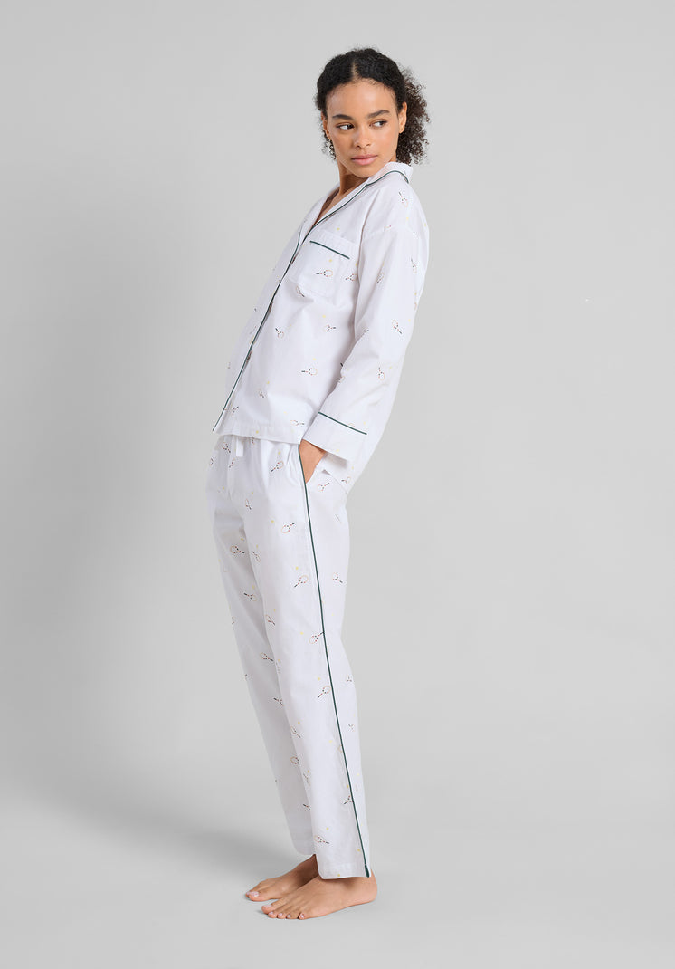 Marina Pajama Set in Tennis Embroidery